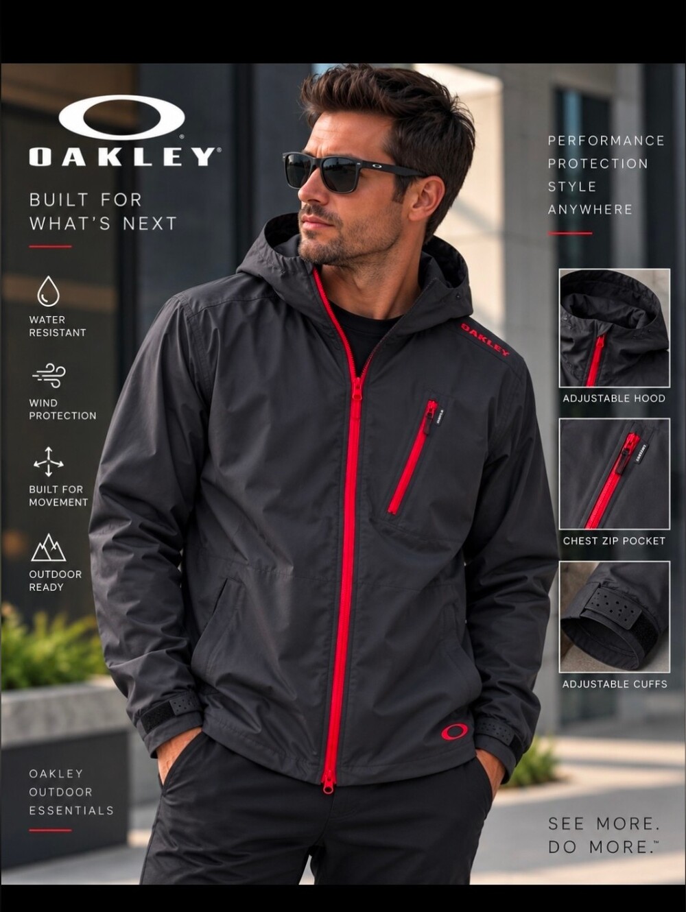 Oakley Blue and Red Performance Jacket with Hood Like New!